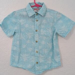 Wrangler Blue and White Button Down Shirt Classic Style Palm Kids Size 4T
